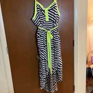 Black White & Neon Yellow High Low Torrid Sundress Never Worn Plus Size